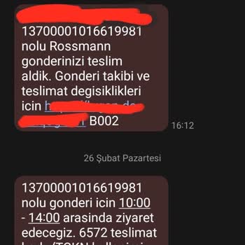 Rossmann Kargomu Kaybetti Ve Geri Bildirim Sağlamıyor.