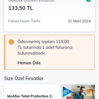 Türk Telekom Güncel Fatura Düzeltilmesi 119 TL Olarak 133.75 Kuruşun Düzeltilmesi