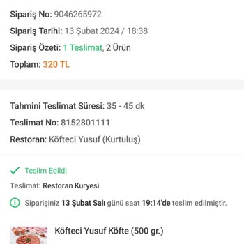 Köfteci Yusuf Eksik Ürün Gönderdi