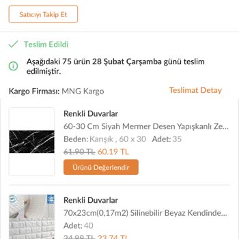 Trendyol Ve Renkli Duvarlar Adlı Satıcıdan Şikayetçiyim