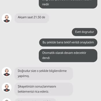 Vodafone Verilen Fiyatı Kabul Etmemesi