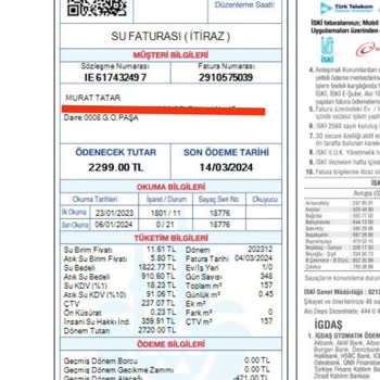 İSKİ İtiraz Faturası Oluşturuldu