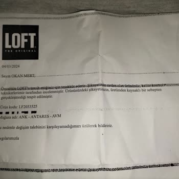 Loft Kazak Ürünün Yıkama Şartlarına Uyulmasına Rağmen Çekmesi