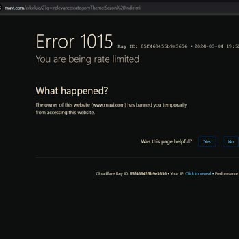 Mavi.com'a Girerken Error 1015 Hatasını Alıyorum