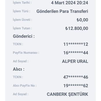 PayFix Paramı Başka Hesap Kullanıcısı Kendi Hesabına Almış İznim Olmadan