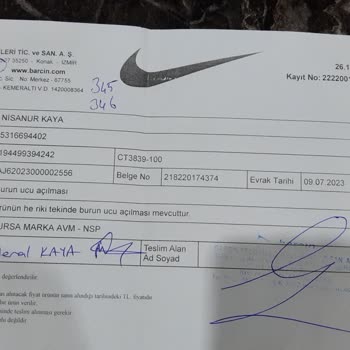 Bursa Barçın'dan Alınan Nike Ayakkabının Kısa Sürede Yıpranması
