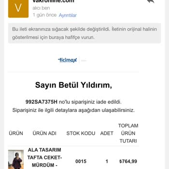 Vakro Boutique 15gün Önce Verdiğim Siparişim Gönderilmedi