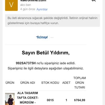 Vakro Boutique 15gün Önce Verdiğim Siparişim Gönderilmedi
