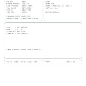Vodafone Faturaya Yansıtılan Ücret Hakkında