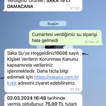 Saka Su Gelmeyen Geciken Sipariş