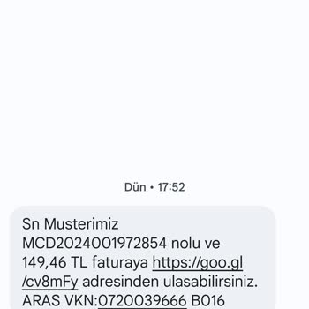 Aras Kargosundan Gelen Mesaj