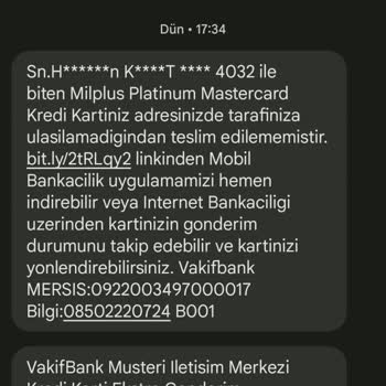 VakıfBank Kredi Kartım Yine Ulaşmadı