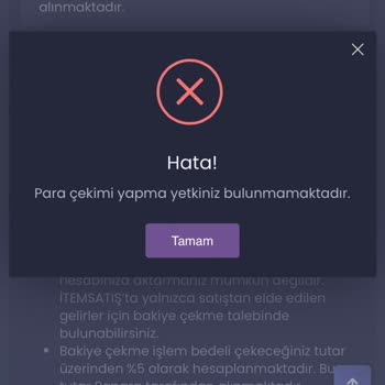 itemsatış Para Çekme İle İlgili Hesap Kısıtlaması