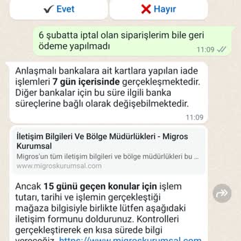 Migros Hemen Sipariş İptali