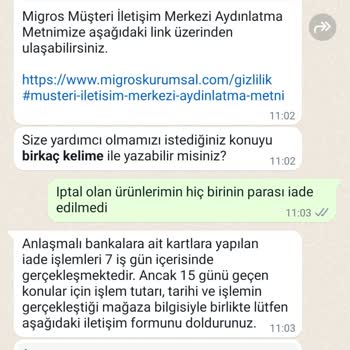 Migros Hemen Sipariş İptali