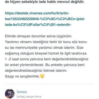 Vivense Mesafeli Satış Sözleşmesi Yönetmeliğini Hiçe Sayıyor.