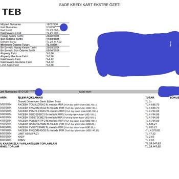Türk Ekonomi Bankası TEB Kredi Kartı İzinsiz Harcama/uyarı Gelmemesi