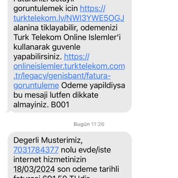 Türk Telekom Fahiş Fiyatlı Faturalar