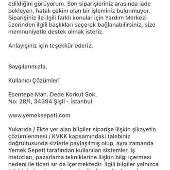 Yemek Sepeti Ücret İademi Hala Yapmadı Olumsuz Cevaplar İle Oyalıyor.