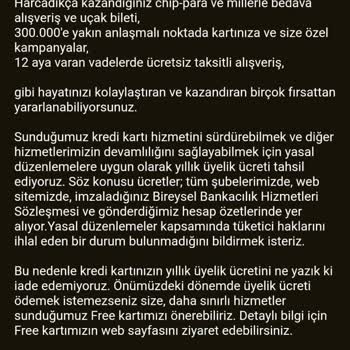 Akbank Akbak A. Ş. Kredi Kartı Üyelik Aidatı İtirazı