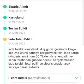 Dolap İadede Kargo Ücret Talebi