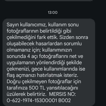 Getiraraç Kullanım Sonu Fotoğraf Cezası 500 TL!