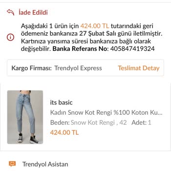 Trendyol İade Ürünün Gelmemesi