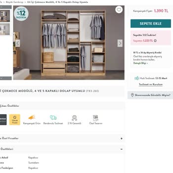 Vivense Dolap İçi Çekmece Modülü Eksik Veriliyor