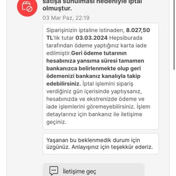 Hepsiburada - Sipariş İptali Ve Mağduriyetin Giderilmemesi