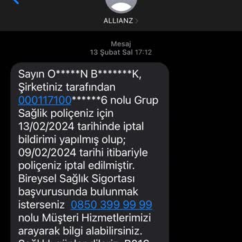 Allianz Sigorta - Sigorta İptal İşlemi Duyarsızlığı