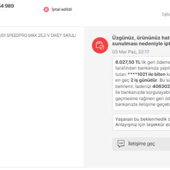 Hepsiburada Siparişlerimi İptal Etti