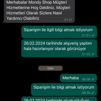 Mondy Shop'dan Yapılan Alışverişin Ulaşmaması.