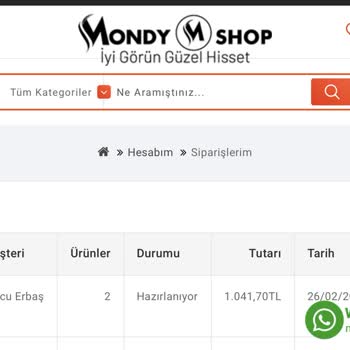 Mondy Shop'dan Yapılan Alışverişin Ulaşmaması.