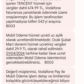 Vodafone PUBG (Pubgmobile.com) Tencent Faturaya Yansıtma