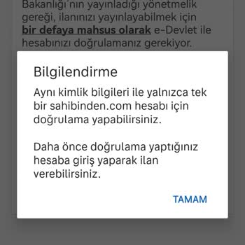 Sahibinden. Com E Devlet Doğrulama Sorunu