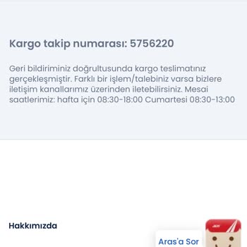 Aras Kargo, İşten Ayrılan Personeli Nedeni İle Kargomu Getirmedi.