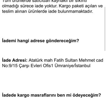 OZSARICAM Özz Sarıcam İade