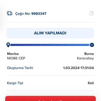 Manisa Niobe Aras Kargo Var Hizmet Yok