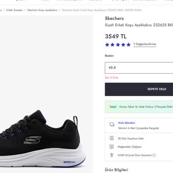 Boyner 2. Kere Yanlış Gönderilen Skechers Vapor Foam Ayakkabı