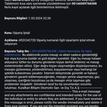 Ekuralkan Sipariş İptali Yapmıyor