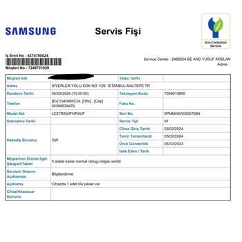 Samsung, Garantili Olarak Sattığı Ayıplı Malının Arkasında Durmuyor.