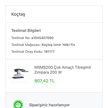 Koçtaş Siparişi Çok Geç Gönderiyor