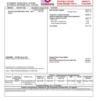 Vodafone Mobil Ödeme Ücreti Bilgim Dışında Faturama Yansıtmış