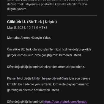 BTCTURK Şifre Yenileme Sorunu