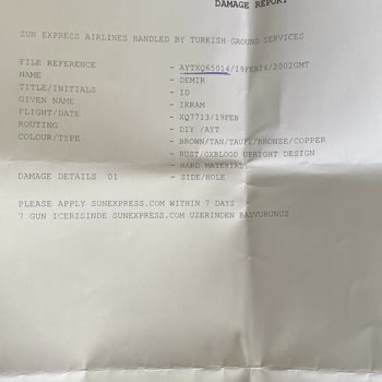 Sunexpress Uçuşunda Valizim Hasar Gördü, Şikayetim Çözümsüz