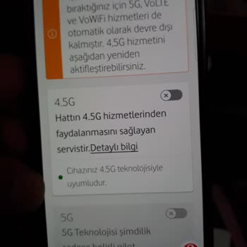 Vodafone Hat Taşıma 4.5G Çekmiyor