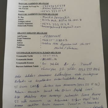 Vodafone 542 333 11 26 Numaralı Hatla İlgili Şikayette Bulundum
