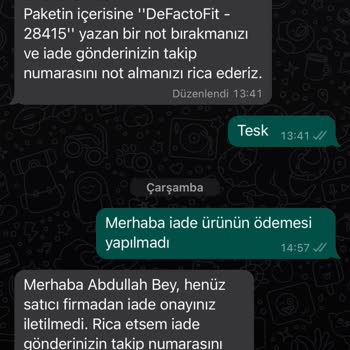 DeFacto Defactofit İade Sorunu