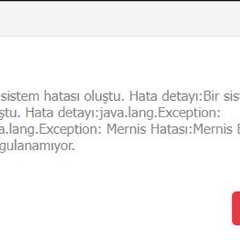 Gelir İdaresi Başkanlığı İnternet Vergi Dairesi Hazır Beyan Bölümünde Mernis Hatası