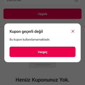 Yemek Sepeti Geçersiz Kupon Şikayeti